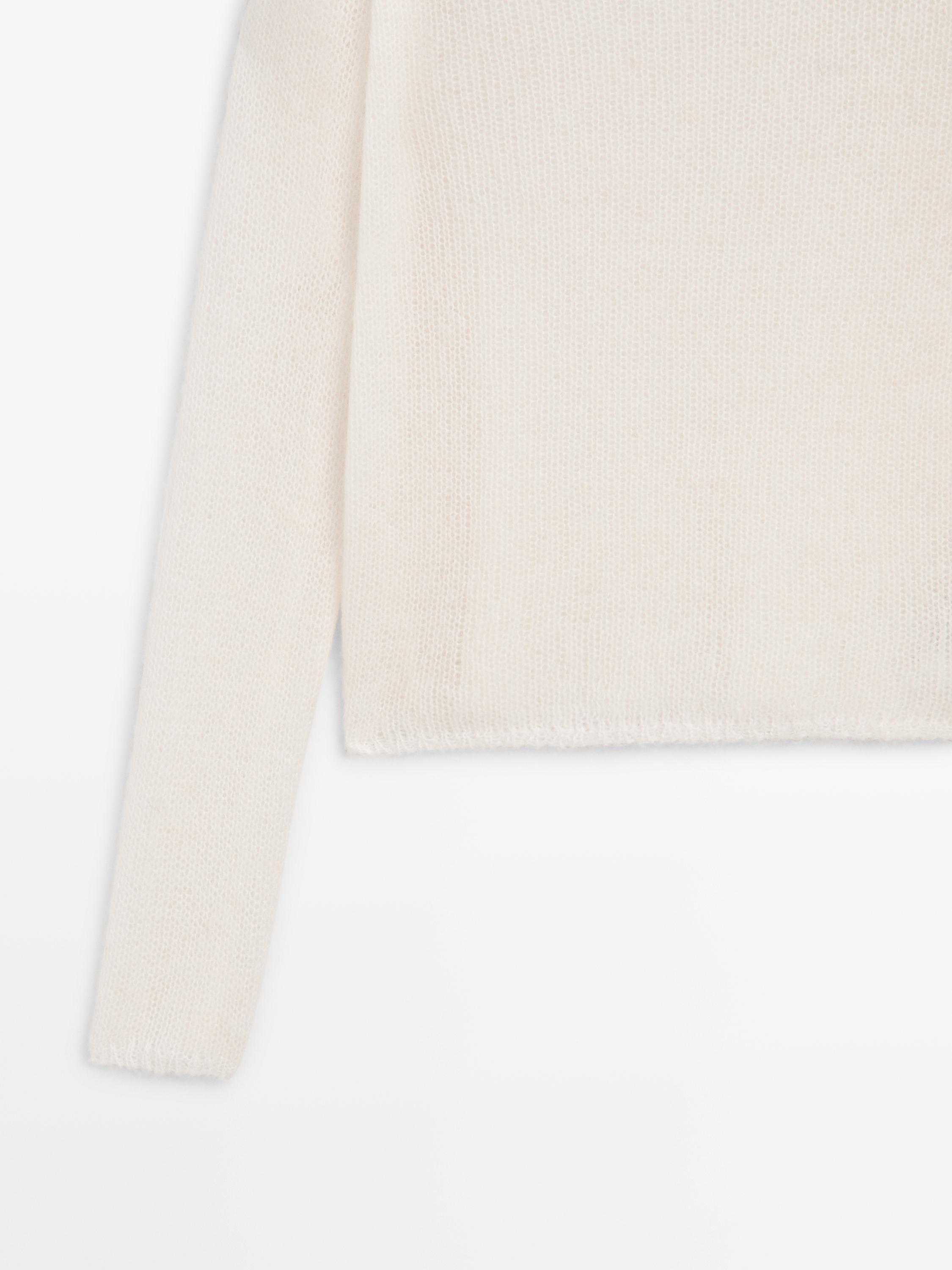 Knit alpaca blend crew neck sweater